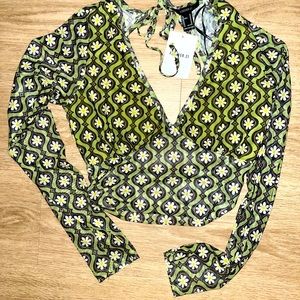 Forever 21 Floral Mesh Shirt, Size M